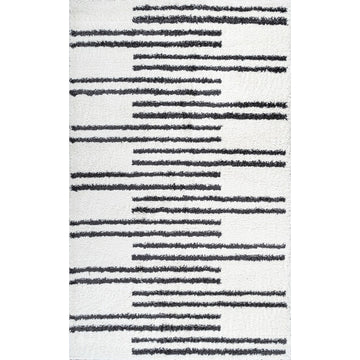 Petra Stripe Geometric Shag Area Rug